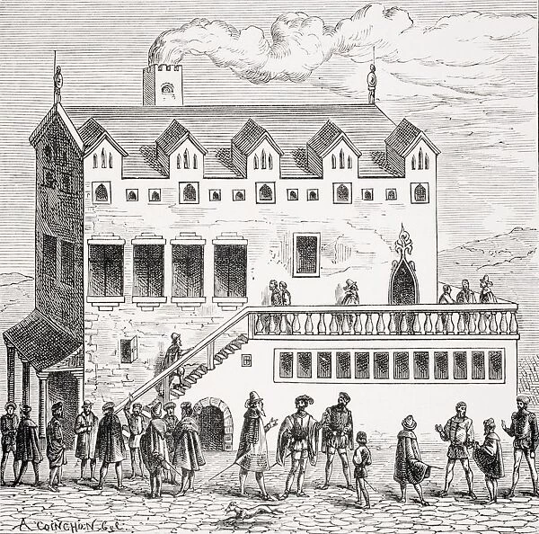 Hotel Of The Chamber Of Accounts In The Courtyard Of The Palace In Paris. From Woodcut In Cosmographie Universelle Of Munster Published Basle 1552