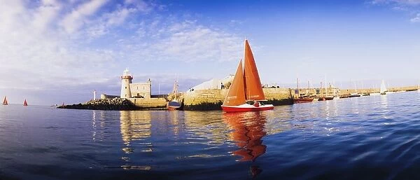 Howth, County Dublin, Ireland; Sailboat In Harbour