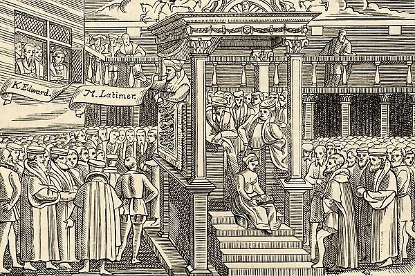 Hugh Latimer, 1485-1555 English Preacher And Martyr. Latimer Preaching Before Edward Vi 1555