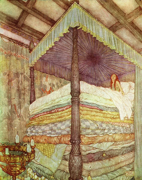 'I Have Hardly Closed My Eyes The Whole Night! Heaven Knows What Was In The Bed. I Seemed To Be Lying Upon Some Hard Thing, And My Whole Body Is Black And Blue This Morning. It Is Terrible!'. Illustration By Edmund Dulac For The Real Princess. From Stories From Hans Andersen, Published 1938