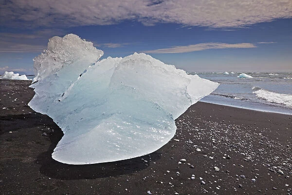An iceberg beached after coming from the Vatnajokull icecap, Iceland