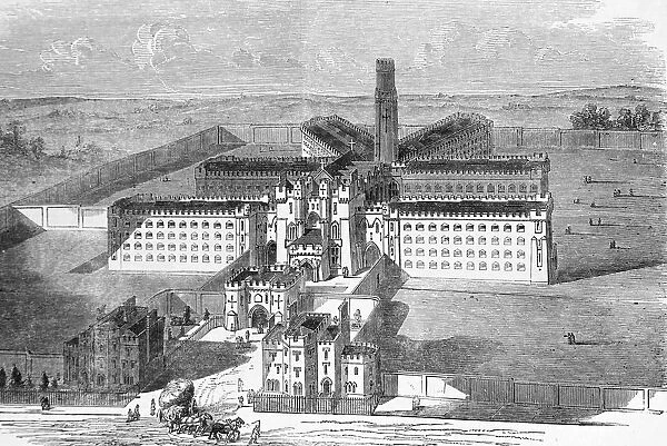 The Illustrated London News Etching From 1853. The New City Prison Holloway, london