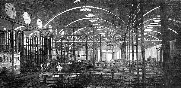 The Illustrated London News Etching From 1854. The Bromborough Pool Candleworks, interior View With Three Spans Of Roof