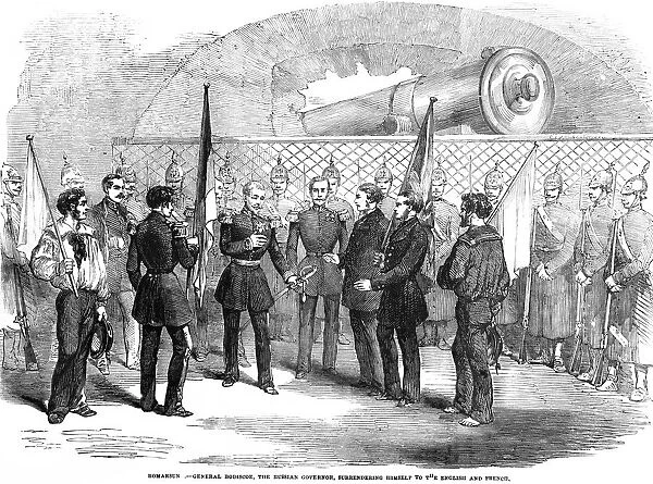 The Illustrated London News Etching From 1854, barmasun, general Bodiscoe, Russian Govenor Surrendering To The English And French