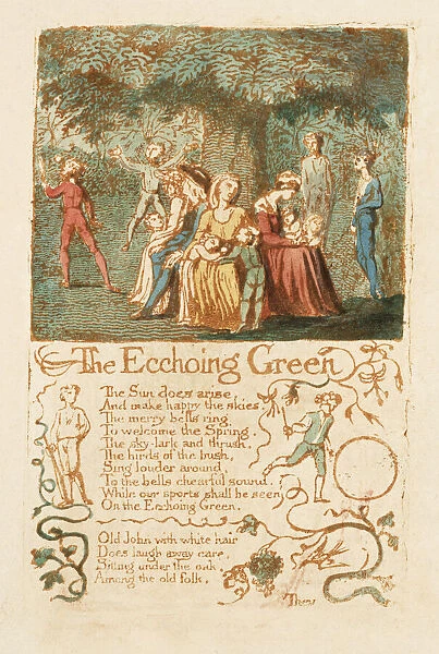Illustration for The Echoing Green, from Songs of Innocence first published in 1799 by English poet and artist William Blake, 1757 - 1827