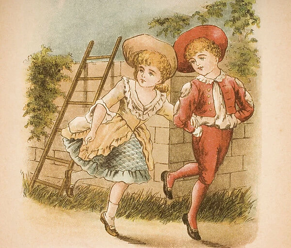 Illustration Of Girl And Boy From Old Mother Gooses Rhymes And Tales By Constance Haslewood Published By Frederick Warne & Co London And New York Circa 1890s Chromolithography By Emrik & Binger Of Holland