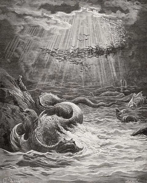 Illustration By Gustave Dore 1832-1883 French Artist And Illustrator For Paradise Lost By John Milton Book Vii Lines 387 To 389