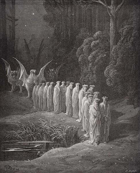 Illustration For Purgatorio By Dante Alighieri Canto Xxix Lines 80 To 82 By Gustave Dore 1832-1883 French Artist And Illustrator
