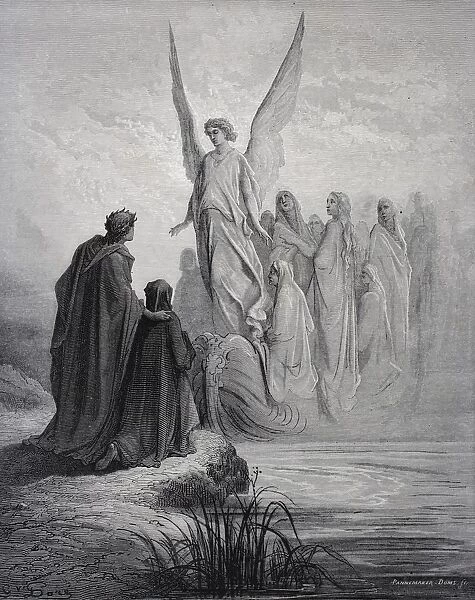 Illustration For Purgatorio By Dante Alighieri Canto Ii Lines 42 And 43 By Gustave Dore 1832-1883 French Artist And Illustrator