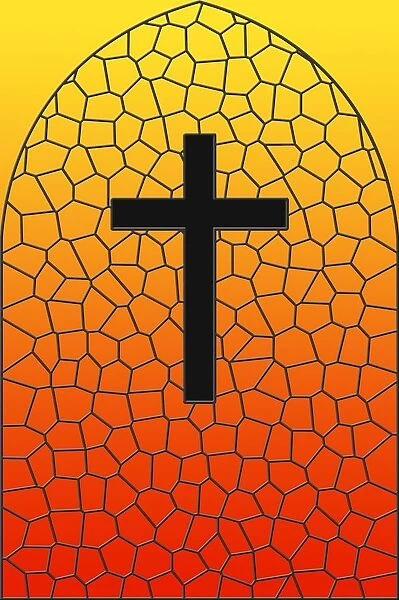 Illustration Of Stained Glass And Cross