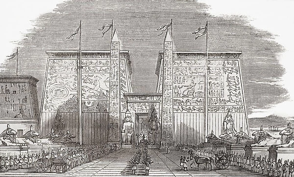 Illustration Suggesting How The Propylon Or Gate Of The Temple Of Luxor, Egypt Would Have Looked In Its Day. From The Imperial Bible Dictionary, Published 1889