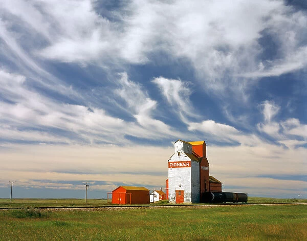 Inland Grain Terminal With Railway In The Prairies; Instow, Saskatchewan, Canada