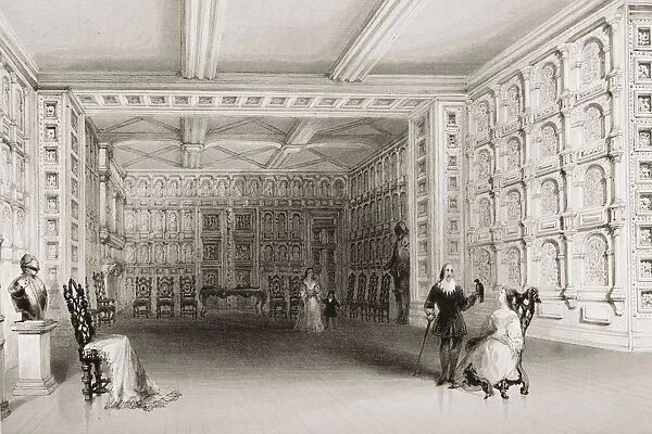 Interior Of A Room At Malahide Castle, County Wicklow, Ireland. Drawn By W. H. Bartlett, Engraved By E. Challis. From 'The Scenery And Antiquities Of Ireland'By N. P. Willis And J. Stirling Coyne. Illustrated From Drawings By W. H. Bartlett. Published London C. 1841