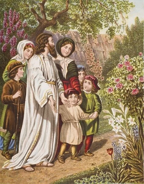 The Interpreter And The Pilgrims In The Garden. From The Book The Pilgrims Progress By John Bunyan, From Late 19Th Century Edition