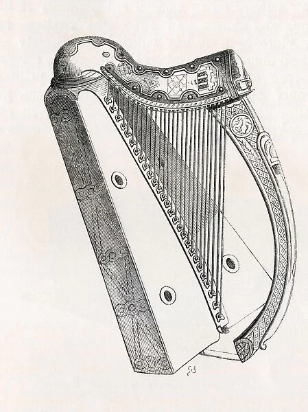 Irish Harp. From Handbook Of The Arts Of The Middle Ages And Renaissance, Published London 1855