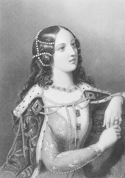 Isabella Of Valois, 1389-1409. Second Wife Of King Richard Ii Of England. Engraved By W. H. Mote After E. Corbould. From The Book The Queens Of England, Volume I By Sydney Wilmot. Published London Circa. 1890