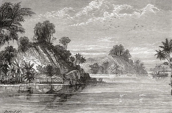 Islands in the Straits of Malacca, seen here in the 19th century. From A Voyage Round the World in 500 Days, published 1879
