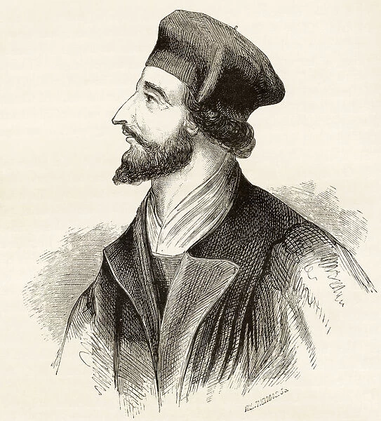 Jan Hus, C. 1369 To 1415 Aka John Huss. Czech Priest, Philosopher And Reformer. From The Book Of Martyrs By John Foxe, Published C. 1865