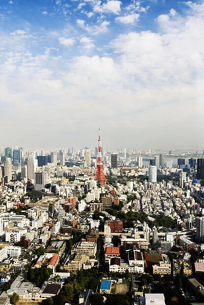 Japan, Tokyo Tower And City View From Top Of Mori Tower; Tokyo