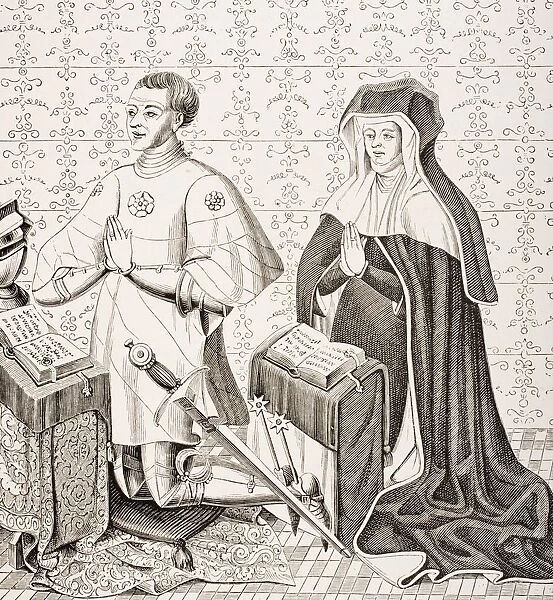 Jean Jouvenel Des Ursins, Provost Of The Merchants Of Paris, And His Wife Michelle De Vitry, In The Reign Of Charles Vi. Fragment Of Period Picture, Once In Chapel Of The Ursins