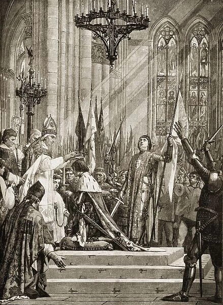 Joan Of Arc, 1412-1431 At The Coronation Of Charles Vii. From The Mural Painting By J. E. Lenefyeu