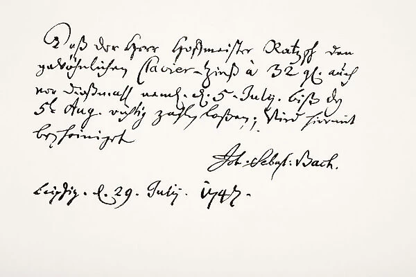 Johann Sebastian Bach, 1685 - 1750, German Composer And Musician. Hand Writing Sample