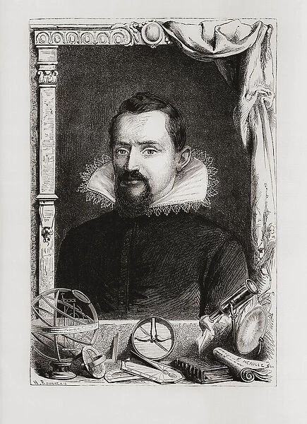 Johannes Kepler, 1571 - 1630. German mathematician, astronomer and astrologer. From an engraving by F. Meaulle in Vies des savants illustres by Louis Figuier, published 1866