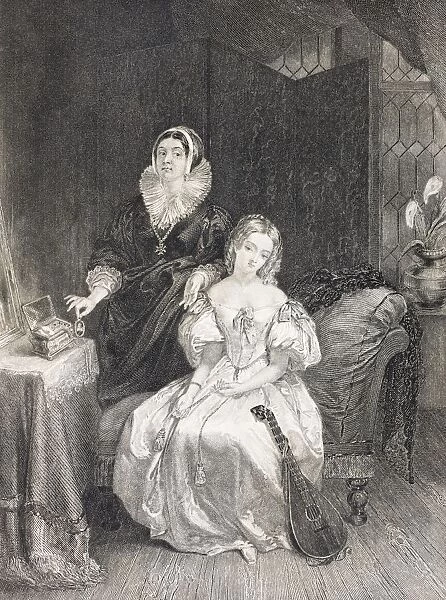 Juliet And Her Nurse. Illustration To The Play Romeo And Juliet By William Shakespeare. From The Book Gallery Of Historical Portraits Published C. 1880