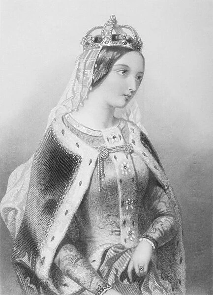 Katherine Of Valois, 1401-1437. Queen Of King Henry V Of England. Engraved By F. Holl After A. Bouvier. From The Book The Queens Of England, Volume I By Sydney Wilmot. Published London Circa. 1890