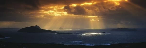 Kenmare Bay, Dunkerron Islands, Co Kerry, Ireland; Sunset Over A Bay