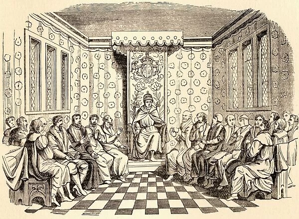 King Edward Vi Of England And His Council. After A Woodcut On The Title-Page Of The Statutes Of 1551. From History Of Hampton Court Palace In Tudor Times By Ernest Law. Published London 1885