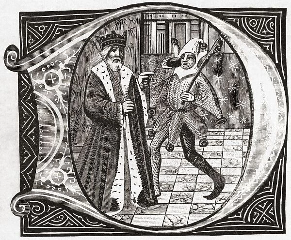 King And Jester, Early 15Th Century. From The Book Short History Of The English People By J. R. Green, Published London 1893