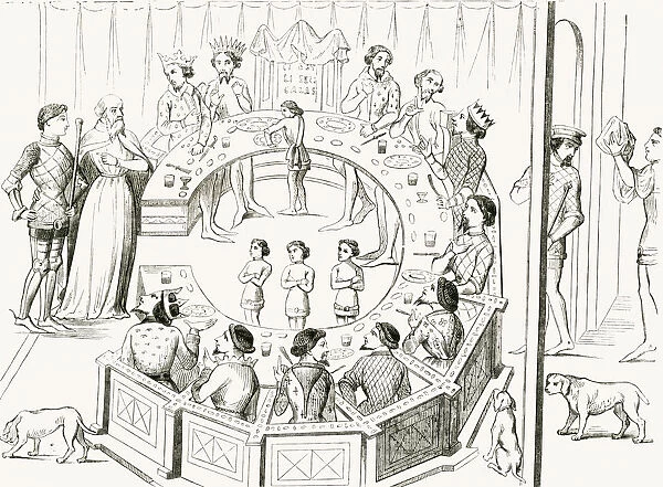 Knights Of The Round Table, After A Miniature In A Manuscript In The Bibliotheque Royale. From Le Magasin Pittoresque, Published 1843