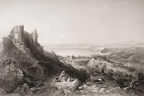 Lake Of Tiberius From The Castle Of Saphet, Palestine. Engraved By C. Cousen After W. H. Bartlett