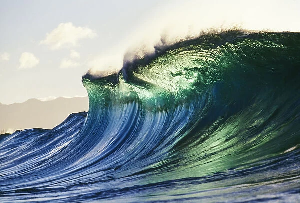 Large Blue-Green Wave About To Curl