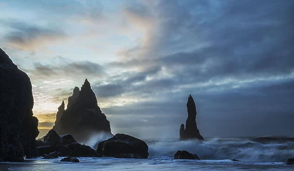 Large Waves Crash Against The Rocks And Southern Shoreline Near Vik; Iceland