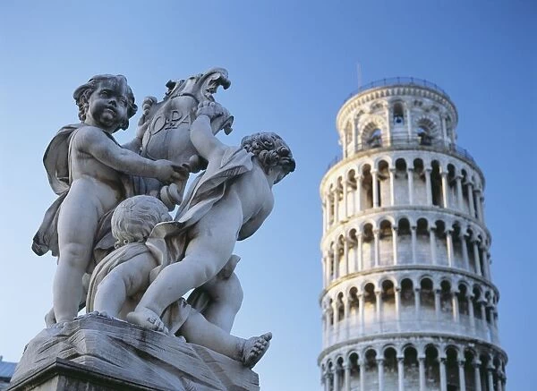 Leaning Tower Of Pisa With Statue