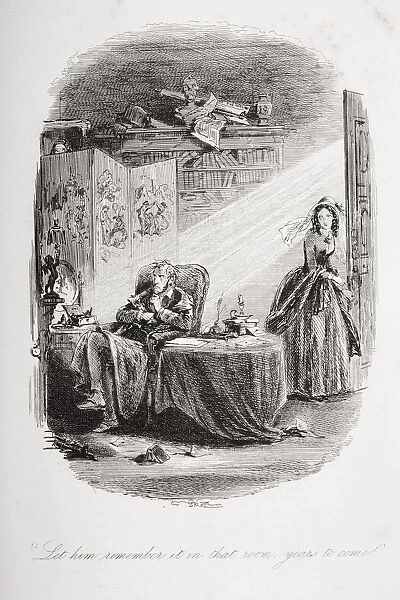 Let Him Remember It In That Room Years To Come. Illustration From The Charles Dickens Novel Dombey And Son By H. K. Browne Known As Phiz