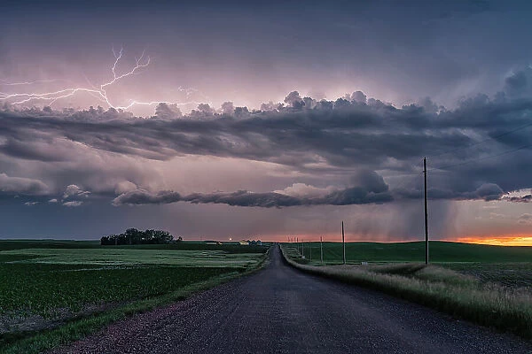 Lightning Storm Clouds Road Chasing Art Powerful