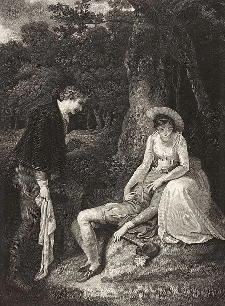 As You Like It. Act Iv. Scene Iii. The Forest. Rosalind, Celia And Oliver. From The Boydell Shakespeare Gallery Published Late 19Th Century. After A Painting By Robert Smirke