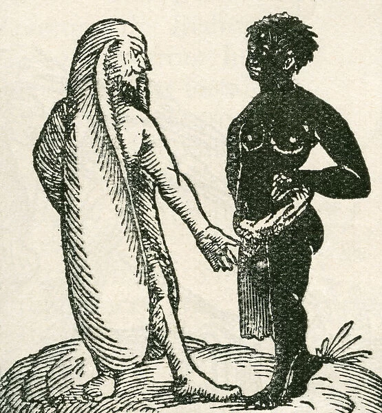 The Long Eared Man Scolds His Servant. Long Eared Men Were Said To Live In Africa. They Were Said To Sleep Lying Upon One Ear With The Other Covering Them As A Blanket. From The Strand Magazine Published 1897