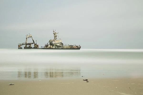 Long Exposure Of An Unnamed Shipwreck Along The Skeleton Coast; Namibia