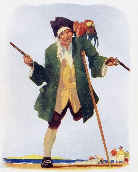 Long John Silver. From The Book Treasure Island By R. L. Stevenson. Thomas Nelson & Sons Edition C. 1930