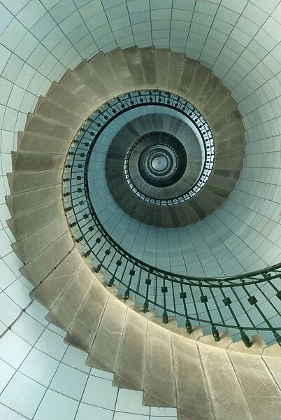 Looking Up The Spiral Staircase Of The Lighthouse