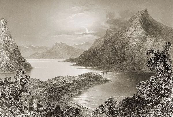 Lough Ina, Connemara, County Galway, Ireland. Drawn By W. H. Bartlett, Engraved By R. Wallis. From 'The Scenery And Antiquities Of Ireland'By N. P. Willis And J. Stirling Coyne. Illustrated From Drawings By W. H. Bartlett. Published London C. 1841