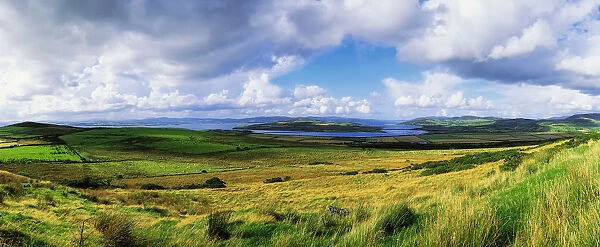Lough Swilly, Inch Island, Co Donegal, Ireland; Irish Landscape With Lake In The Distance