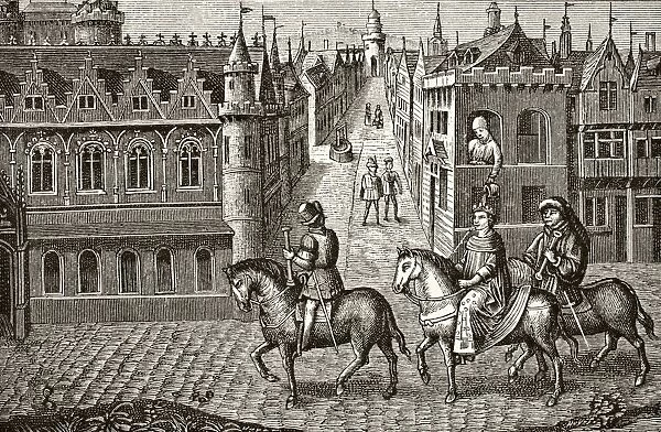 Louis Ix King Of France 1214 To 1270 Has Pot Of Urine Poured On Him By A Student As He Rides To Church In Paris. After 15Th Century Miniature. From Science And Literature In The Middle Ages By Paul Lacroix Published London 1878