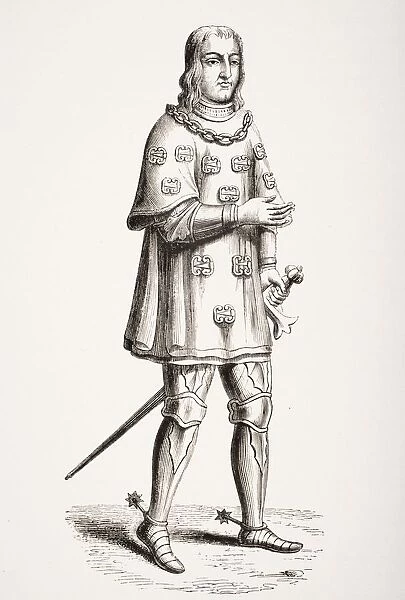 Louis De Mallet, Lord Of Graville, Admiral Of France 1448 To 1516 Depicted In 1487, In Costume Of War And Tournament, From A 16Th Century Engraving