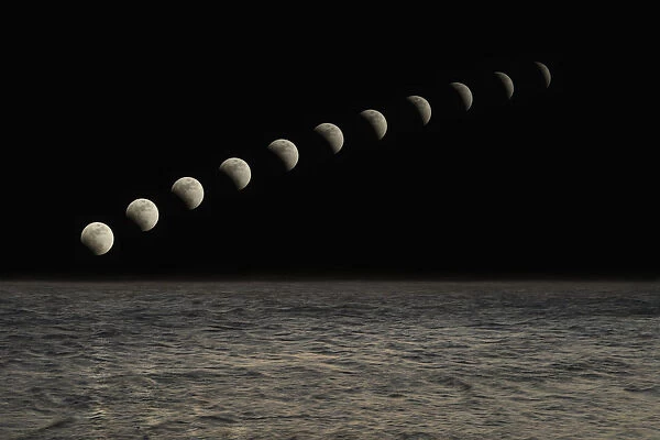 Lunar Eclipse In A Black Sky; Thunder Bay, Ontario, Canada