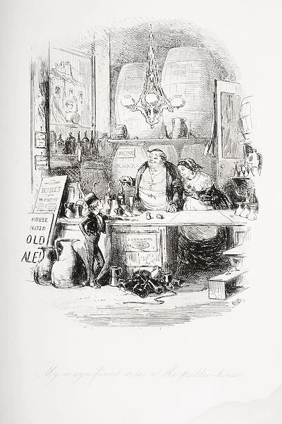 My Magnificent Order At The Public House. Illustration From The Charles Dickens Novel David Copperfield By H. K. Browne Known As Phiz